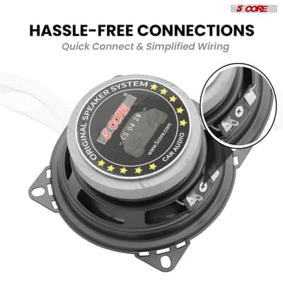 5 Core Car Audio 4 inch Coaxial Speakers Pair 2 Way 250W 4Ohm Replacement Driver w Dome Tweeters image 8