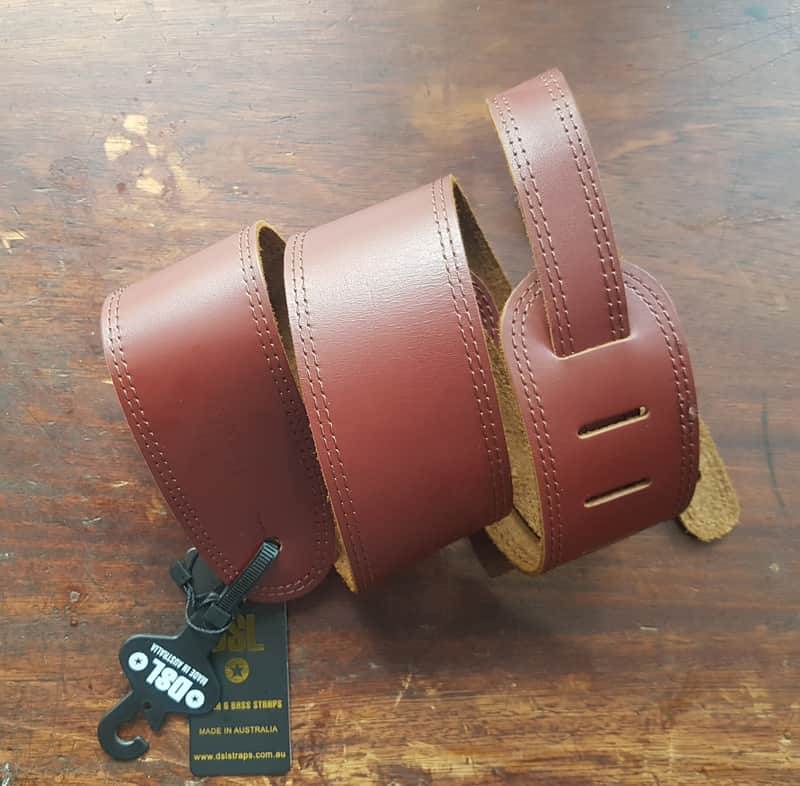 DSL 2.5" Single Ply Leather Tan with Brown Stitch Guitar Strap...