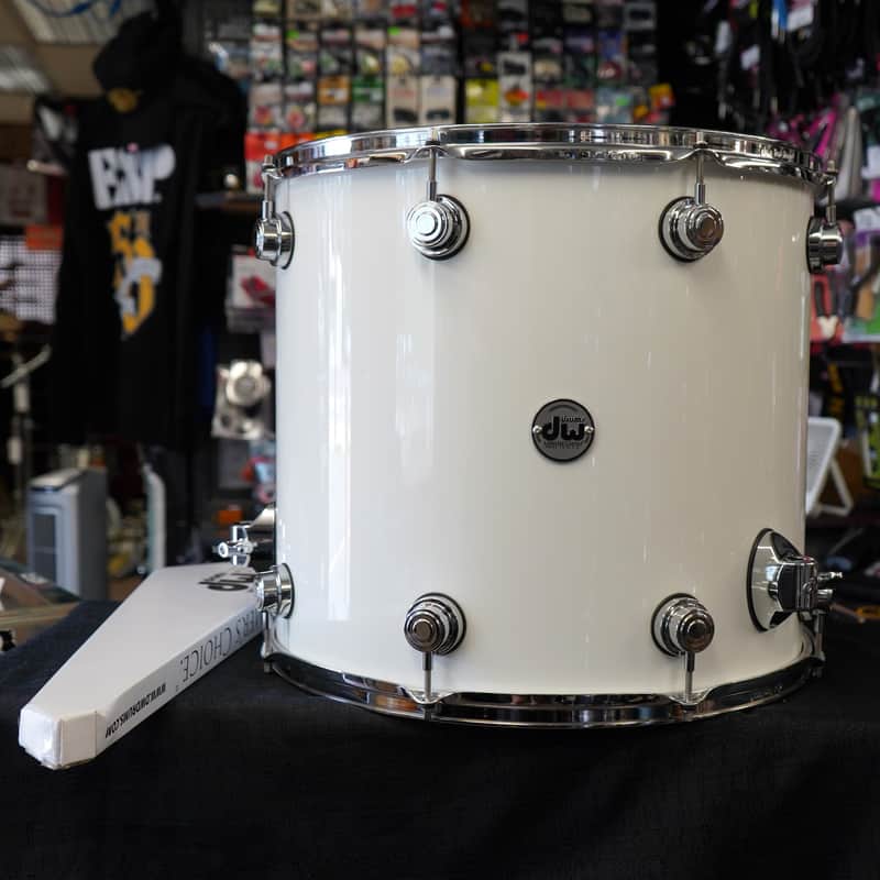 DW USA Collectors Series 16x18" Pure Maple SSC Shell With Ring's 18'' Floor Tom w/ Legs - Piano White Lacquer image 1