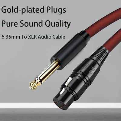 XLR to 1/4 inch Mono Microphone Cable, PVC Shelled 6.35mm 1/4 inch TS Male to XLR Female Unbalance Interconnect Microphone Audio Cable Adapter for Speaker Mic Guitar Mixer AMP (0.5m) image 2