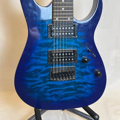Ibanez GRG7221QA-TBB Gio with Purpleheart Fretboard 2020 - 2021 - Transparent Blue Burst image 1
