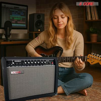 5 Core Guitar Amp 50 Watt Electric Amplifier w Built in 8" Speaker Portable Mini Amps w Aux image 12
