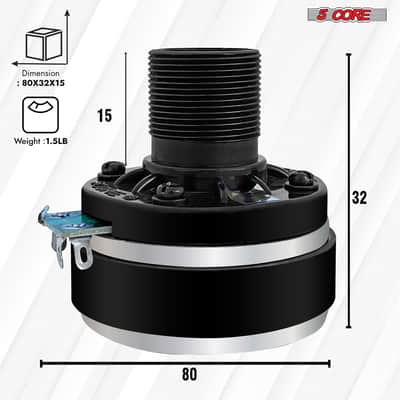 5 Core Compression Driver Horn Speaker 1 Inch Aluminum Tweeter 200W Peak 8 Ohm Pro Audio Driver image 6