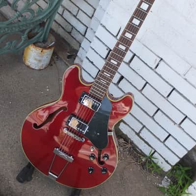Crest 335 Style Semi-Hollow Electric Guitar 1970's - Cherry Red image 1