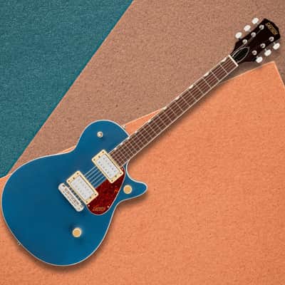 Gretsch Streamliner Jet Club Single-Cut Electric Guitar with Wraparound and Laurel Fingerboard (Dark Denim) Bundle with Gretsch G6238FT Electromatic Solid Body Flat Top Hardshell Case (Black) image 6