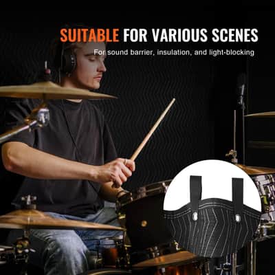 96" x 80" Heavy-Duty Soundproofing Blanket, Acoustic Noise Reduction Curtain with Metal Grommets, Black Studio & Recording Room Cover image 6