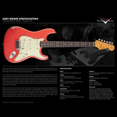 Fender Custom Shop Gary Moore Stratocaster Limited Edition Artist Series Tribute - Fiesta Red image 5