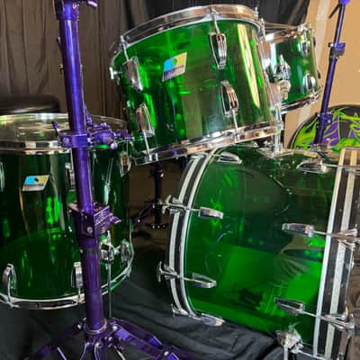 Rikki Rockett's Poison "Crack A Smile", Ludwig Green Vistalite 5-Piece Set 22", 16", 13", 12" with 5.5x14" Zickos Snare image 4