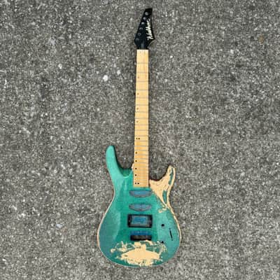 Sidewalk Sale: Washburn Mercury Series Electric Guitar Husk (1990s - Teal Flake) image 2