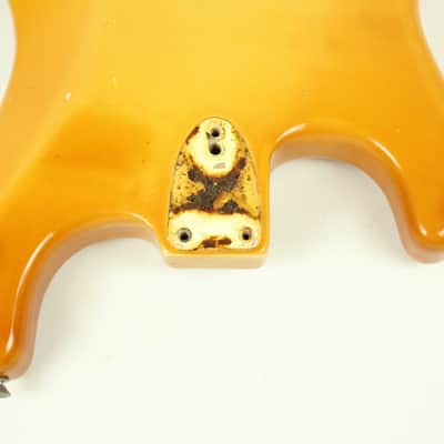 1973 Fender Stratocaster Body Olympic White 4.5lbs Nicotine Yellow 1970's Vintage Strat image 12