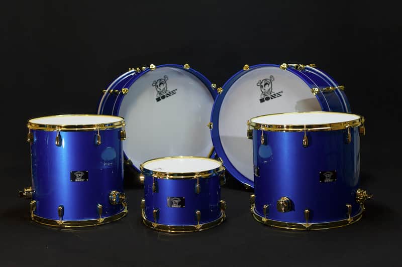 BONE Drums - maple drum set 24/24/18/16/13 , Blue pearl high gloss lacquer image 1