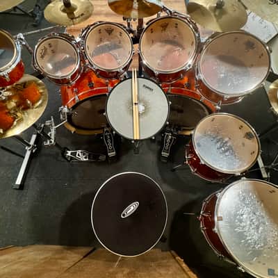Limited Edition Tama Superstar Classic Bright Orange Sparkle 10 Piece Double Bass Drum Shell Pack image 7