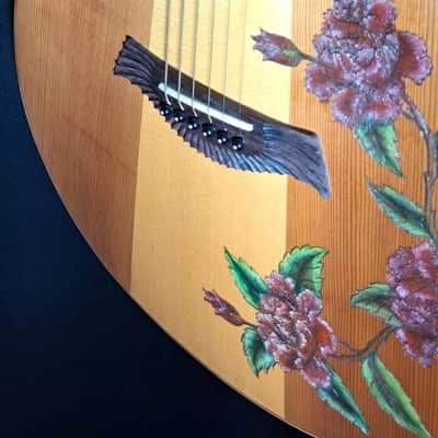 Blueberry Handmade Grand Concert Acoustic Guitar Floral Motif image 4