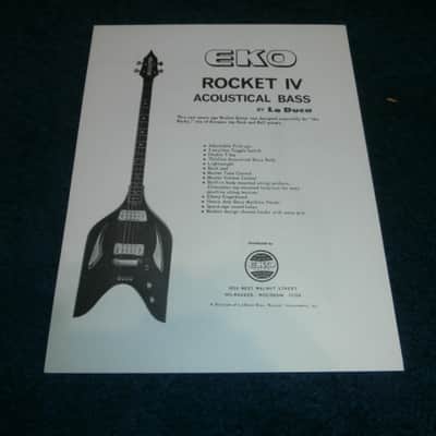 Vintage 1960's Eko Rocket VI Guitar/Rocket IV Introduction Double Sided Flyer! image 2