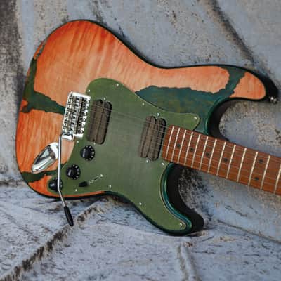 GB Liuteria Traditional Strato orange maple and green resin image 2