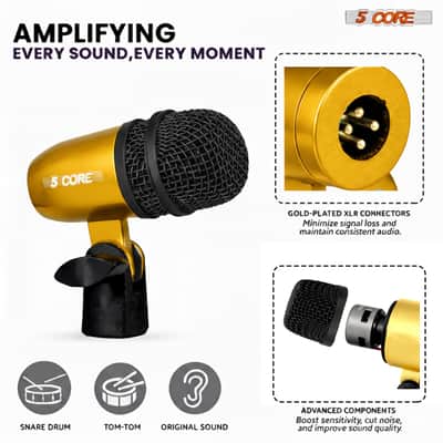 5 Core Conga Mic Snare Tom Set Professional XLR Cardioid Condenser Instrument Microphone Kit image 7