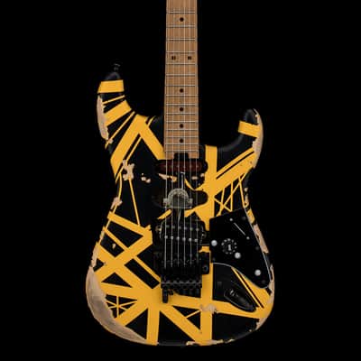 EVH Limited Edition Striped Series Frankie Aged - Black and Yellow #01178 image 3