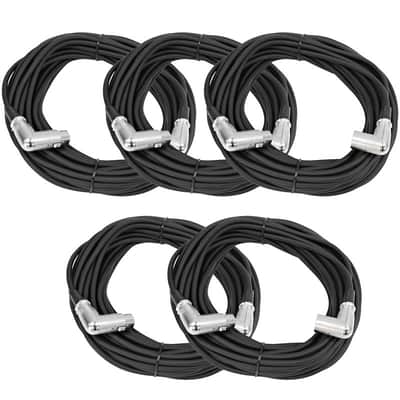 Seismic Audio SAXRA50-5PACK Right-Angle XLR Male to Right-Angle XLR Female Mic Cables - 50' (5-Pack)
