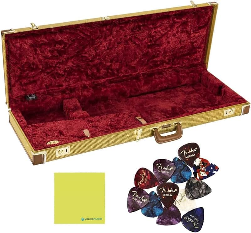 Liquid Audio Fender Classic Series Wood Case Stratocaster®/Telecaster®, Tweed Bundle w/ 12x Fender Picks Polishing Cloth image 1