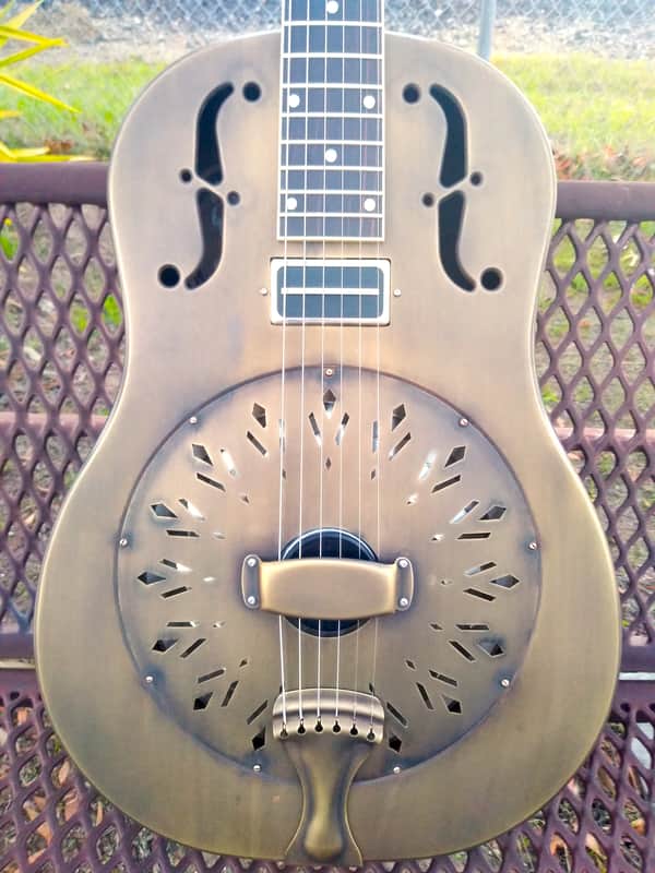 National Reso-Phonic 2023 NRP Custom Antique Brass Deluxe 12 Fret w/ Charlie Christian Pickup & Waverlys image 1