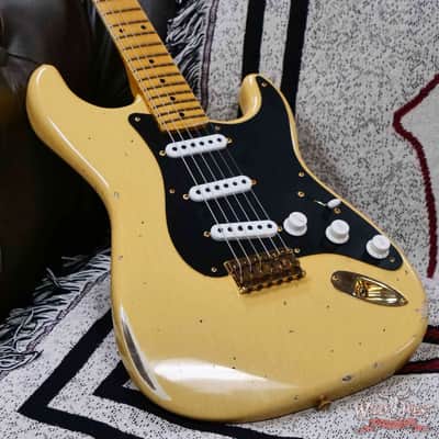 Fender Custom Shop Limited Edition 70th Anniversary 1954 Stratocaster Hardtail Relic Nocaster Blonde with Black Pickguard & Gold Hardware 6.50 LBS image 10