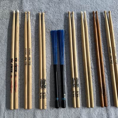 Drum Stick Lot – Vic Firth, Sam Ash, Zildjian Drumsticks & Flix Brushes – Mixed Lot of 8 Pairs image 2