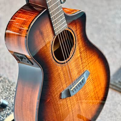 Breedlove Pursuit Exotic S Concert Acoustic-Electric Guitar, Edgeburst Koa image 3