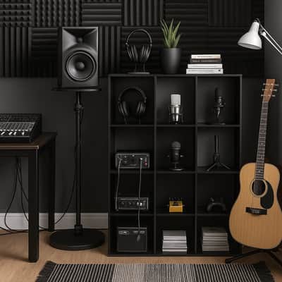 12-Cube Modular Storage Bookcase – Studio Organizer for Vinyl, Gear & Decor | Customizable Shelving for Musicians (Black) image 5