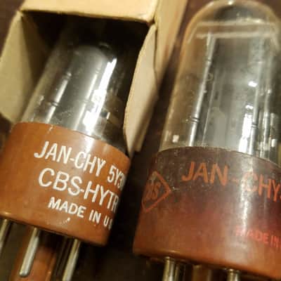 CBS ONE (1) JAN-CHY-5Y3WGTA rectifier tNOS AT1000 TESTED Vacuum Tube brown base balanced premium triple mica rugged 5Y3 military 1956-1958 image 3