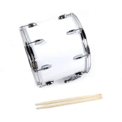 14"x10" Marching Snare Drum Kit with Drumsticks, Tuning Key & Shoulder Strap – White image 4