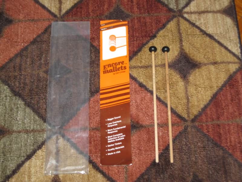 ONE pair new old stock (with packaging) Encore Mallets by Dan Lidster 103B, Oval Hard Rubber Black HEAD (unwound) /  Birch Dowel HANDLES, from around 2019, made in USA image 1