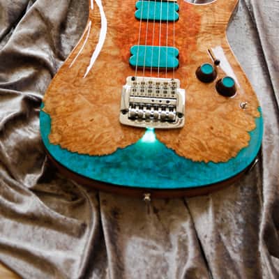 GB Liuteria Boutique guitar Ergal 6 string illuminated resin image 10