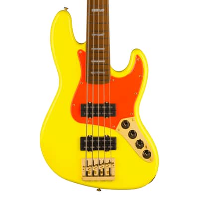 Fender MonoNeon Jazz Bass V - Neon Yellow w/ Maple FB image 1