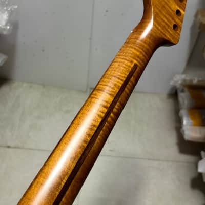 Stainless steel 22fret Roasted flame Maple Electric guitar neck Satin 25.5in parts image 5