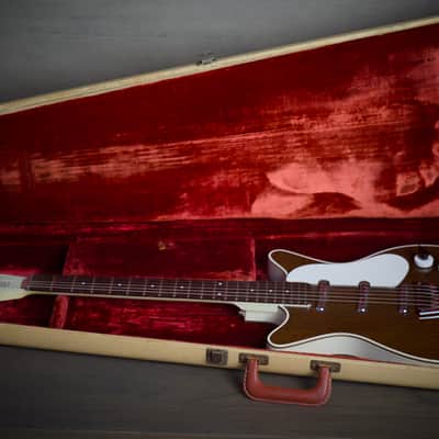 Rare Vintage 1960 Danelectro 6037 DC-3 Deluxe Triple Pickup Shorthorn Dark Walnut w/ OHSC image 14