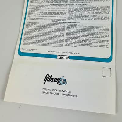 Gibson J-50 Warranty Card (1977 Copyright, Norlin Era) Late- '70s image 4