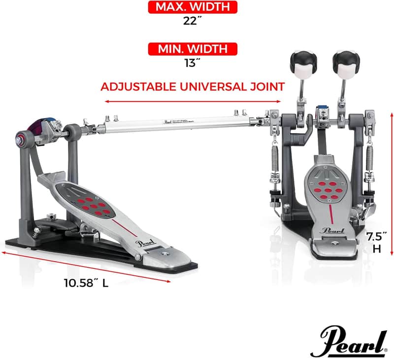 Pearl P2052C Eliminator Redline Chain-Drive Double Bass Drum Pedal 2010s - Silver / Black / Red image 1