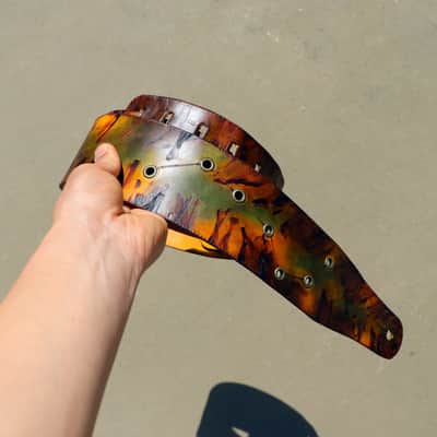 burnyblack vintage distressed guitar strap - big dipper green/brown/yellow image 12
