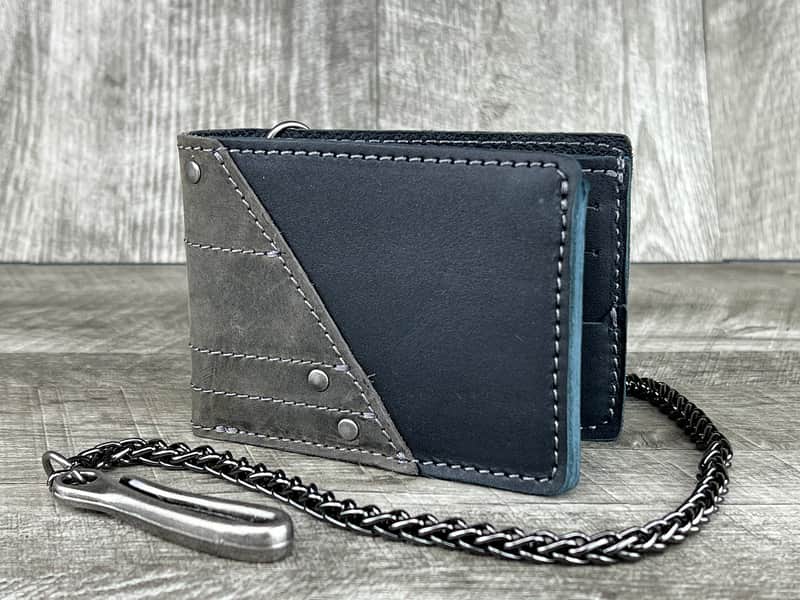 Anthology Gear Leather Chain Wallet with Guitar Pick Slots - Grey/Black image 1