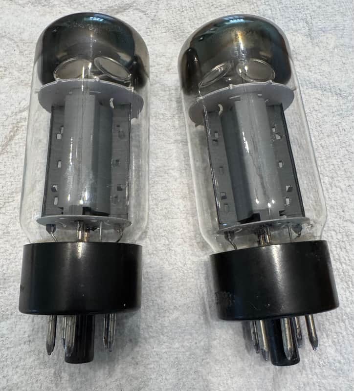 6LGGC Matched Pair Vintage Fender branded GE silver top power tubes, tested good. image 1