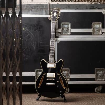 D'Angelico DAEMDCTSBKSNS EXCEL MINI DC TOUR Double Cutaway Semi-Hollow Body 3 Piece Maple/Walnut/Maple Neck 6-String Electric Guitar w/Gig Bag image 9