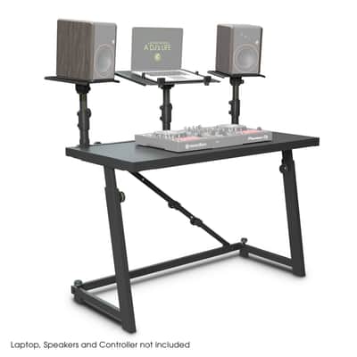 Gravity FDJT 01 DJ Desk with Adjustable Loudspeaker and Laptop Trays image 1