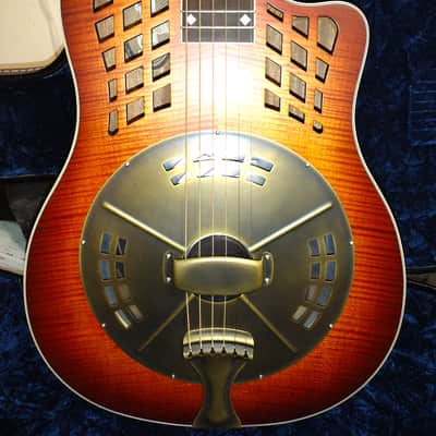 National Reso-Phonic Custom Reso Rocket WB Figured Maple Cutaway 2023 Tobacco Sunburst image 1
