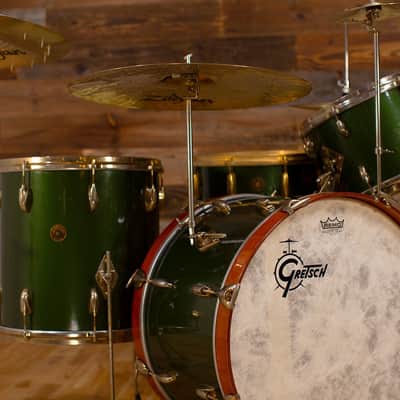 Gretsch 1958 Birdland 4 Piece Rare And Collectable Drum Kit, Cadillac Green With Gold Hardware image 11