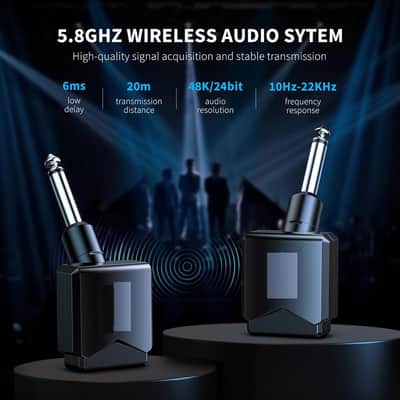 Wireless Guitar System with Charging Box 5.8G Wireless Guitar System Rechargeable Wireless for Guitar Audio Wireless Guitar Transmitter Receiver with 4 Signal Channels for Electric Guitar Bass image 2