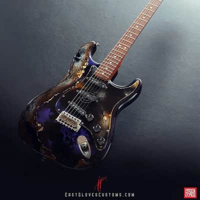 Fender Stratocaster “Midnight Monarch” Purple Gold Leaf Accents Heavy Aged Relic by East Gloves Customs [$550 Off! Limited Time Only!] image 9