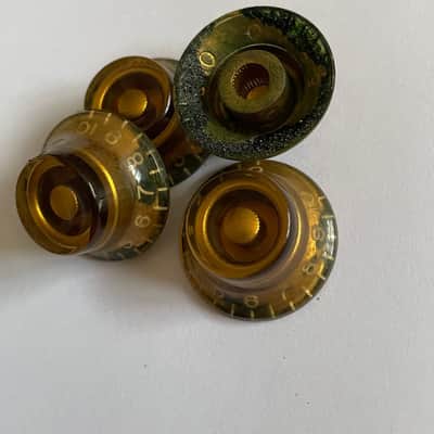 Set of 4 BURST 1959 style Hand Aged CAB Gibson Les Paul Top Hat Bell knobs gold, relic, aged, Historic Les Paul 59 Parts image 5