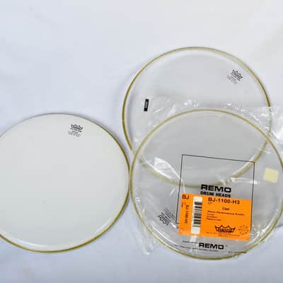 Remo 3- 11" Banjo heads 2- clear, 1-Frosted bottom image 1