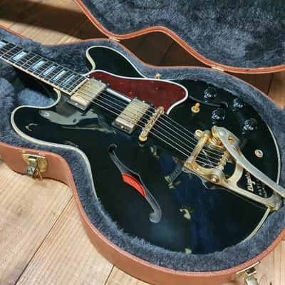 2015 Gibson ES-335 Bigsby Black Gold Tortoise Semi Hollow Electric Guitar image 1