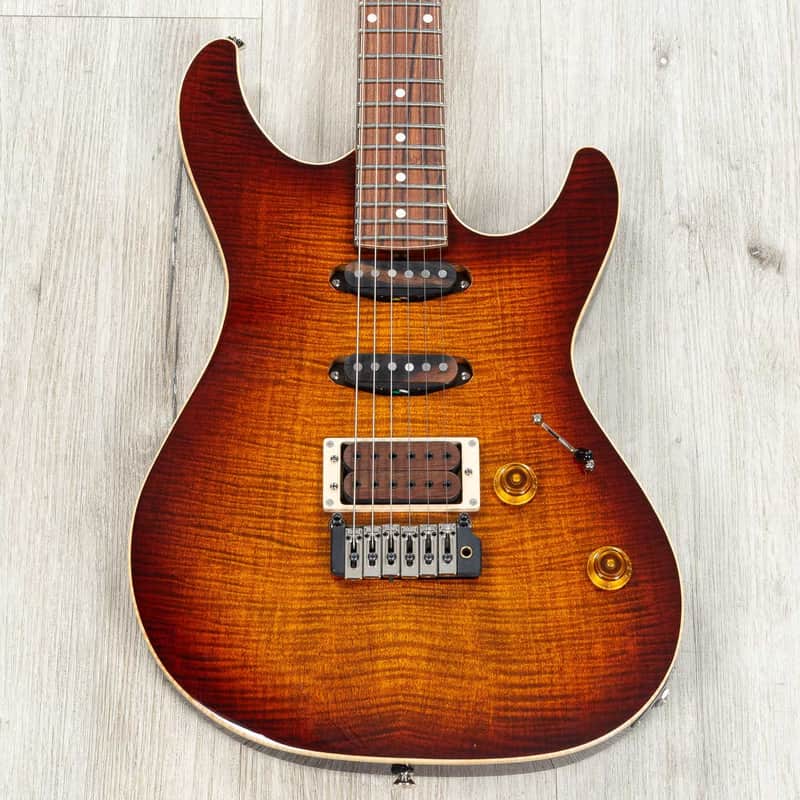 Fibenare Roadmaster FB Guitar, Flame Maple Neck, HSS Pickups, Tobacco Sunburst image 1